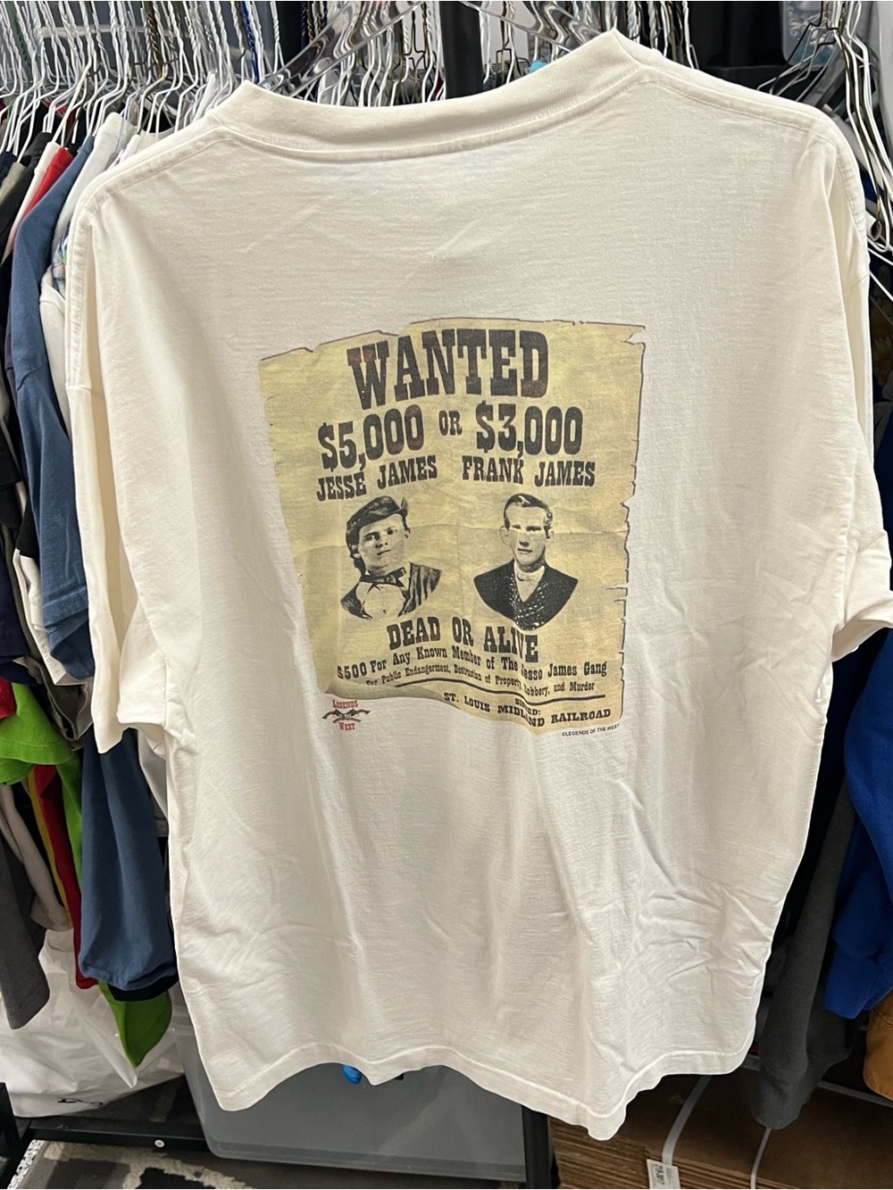 Vintage 90s Jesse Frank James Wanted Dead Or Alive T-shirt XL Single Stitch